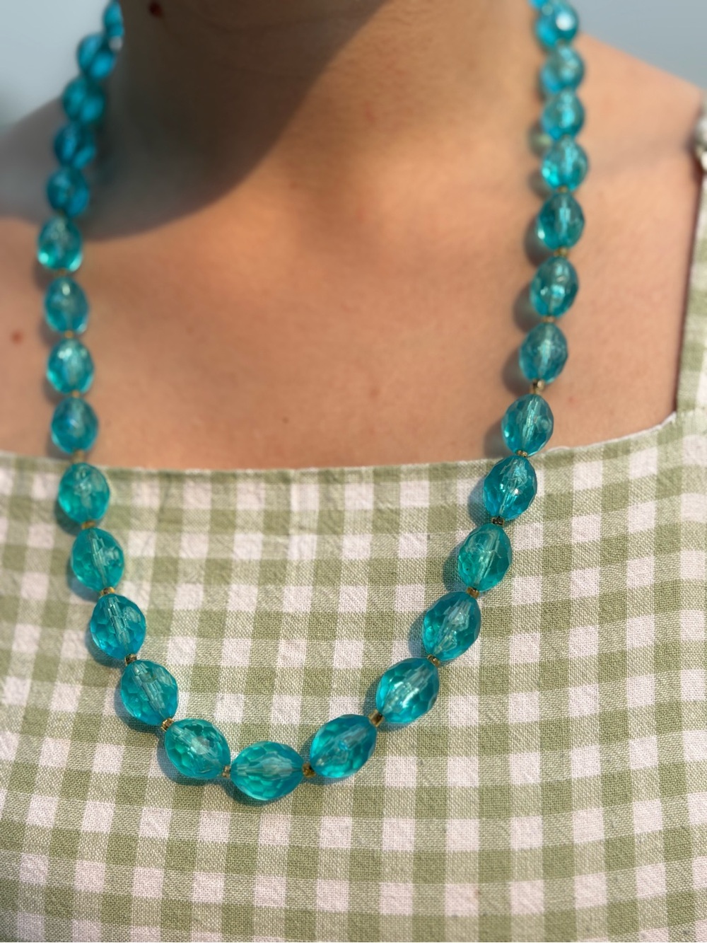 Ladies Blue Lucite Necklace from The 1950s